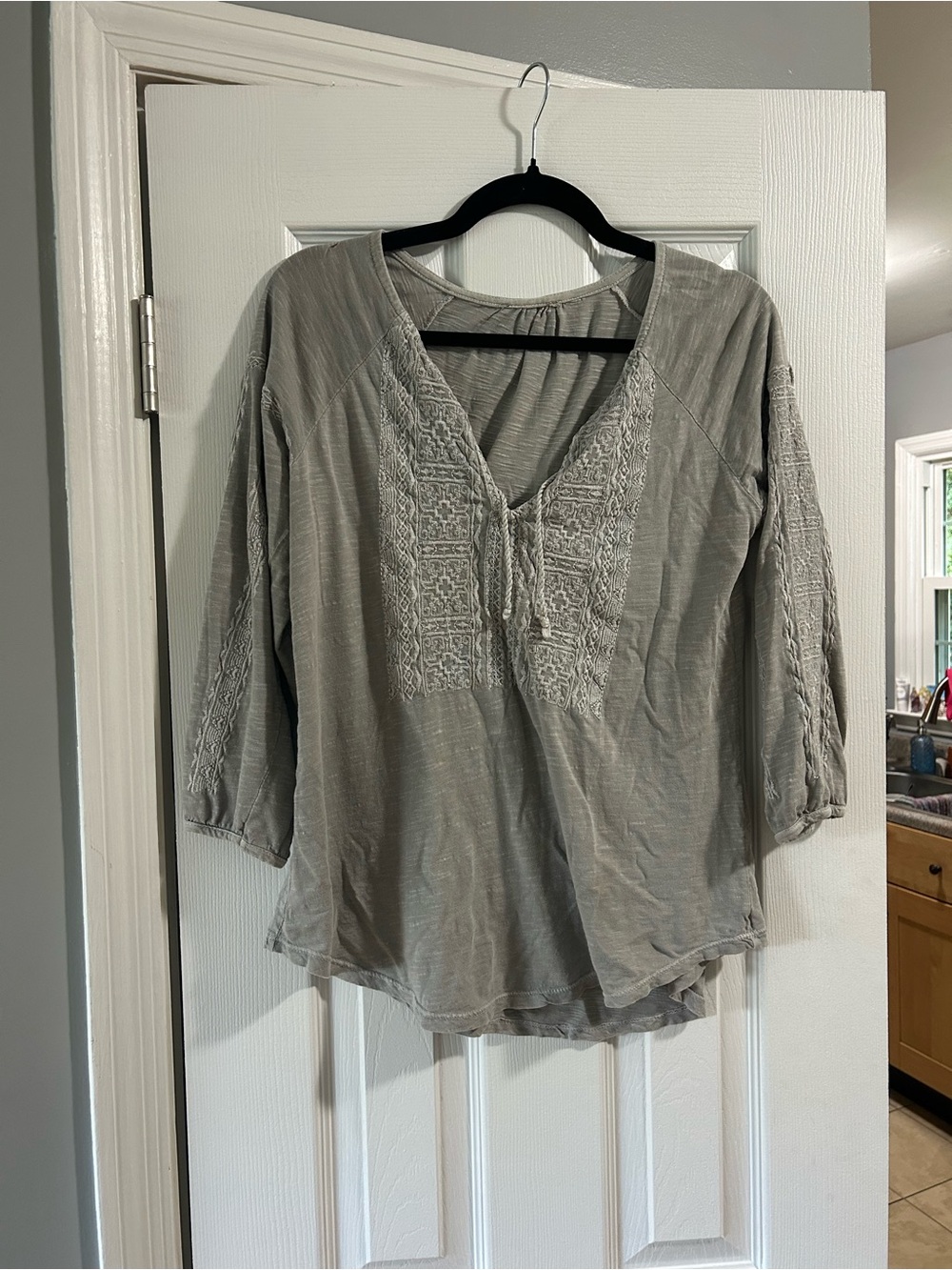 Women's Embroidered Blouse - Gray